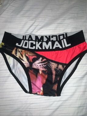 JOCKMAIL Men’s Tiger Graphic Briefs in Red and Black
